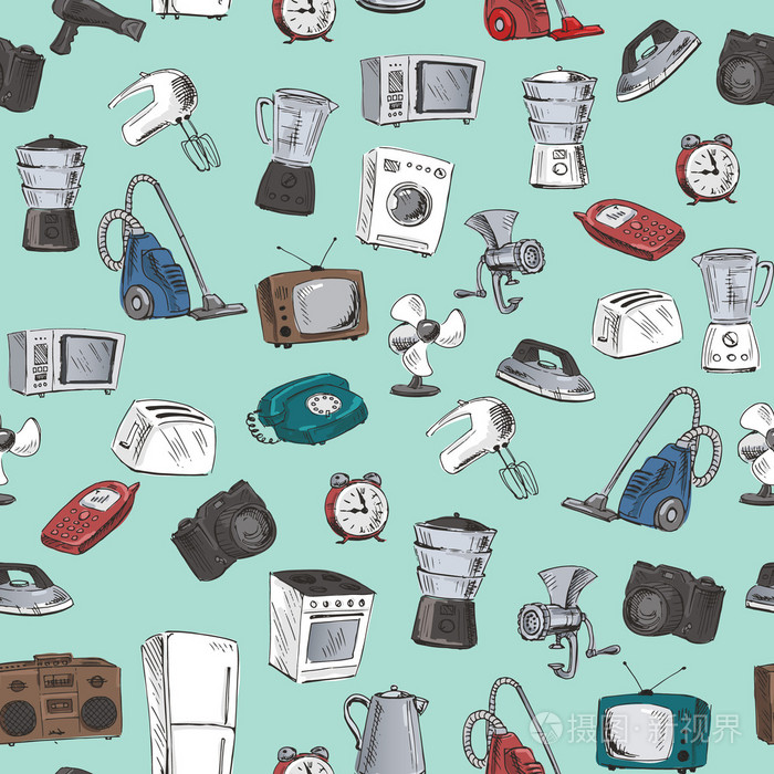 手繪家用電器無縫